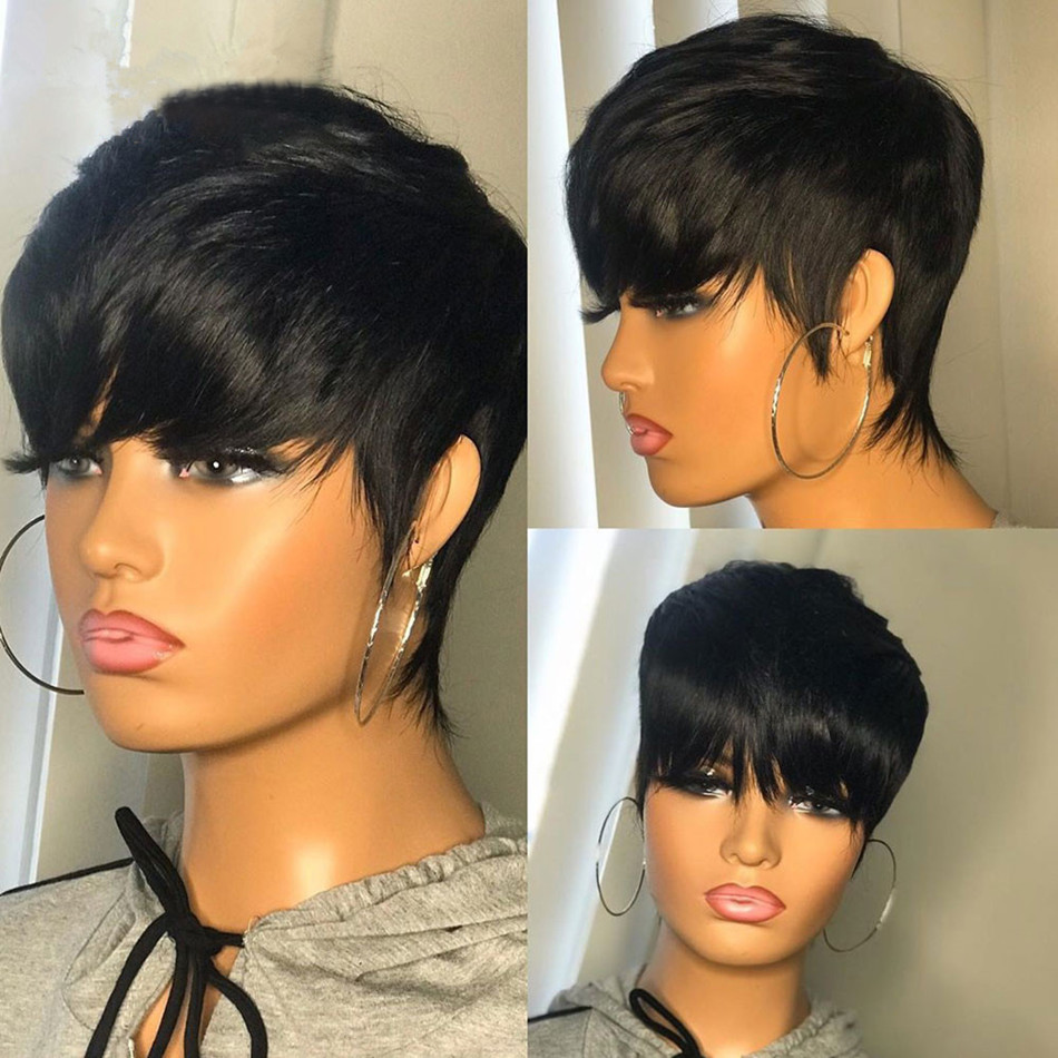 Short Pixie Cut Wig Human Hair Cheap - Kurze Echthaar-Perücken, Pixie-Schnitt, glatt, brasilianische Perücke