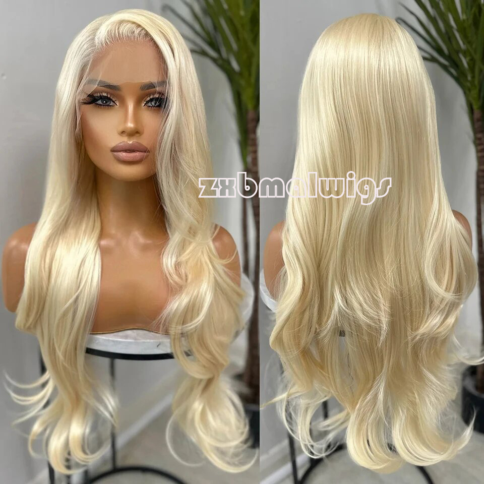 613 Blonde Body Wave Lace Front Wig - Synthetisches Haar, 613 blonde Farbe, gewellt,