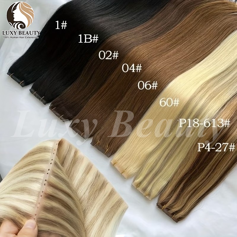 Invisible Tape In Extensions Real Hair - Braune Butterfly Hole Weft Haarverlängerungen, glatt,