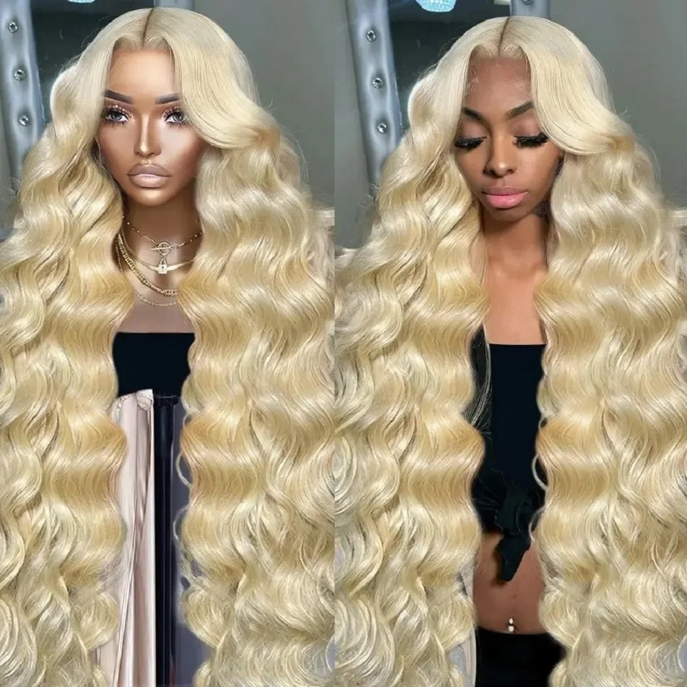 613 Blonde Body Wave Lace Front Wig - 46 Zoll HD Blonde 13x4 Lace