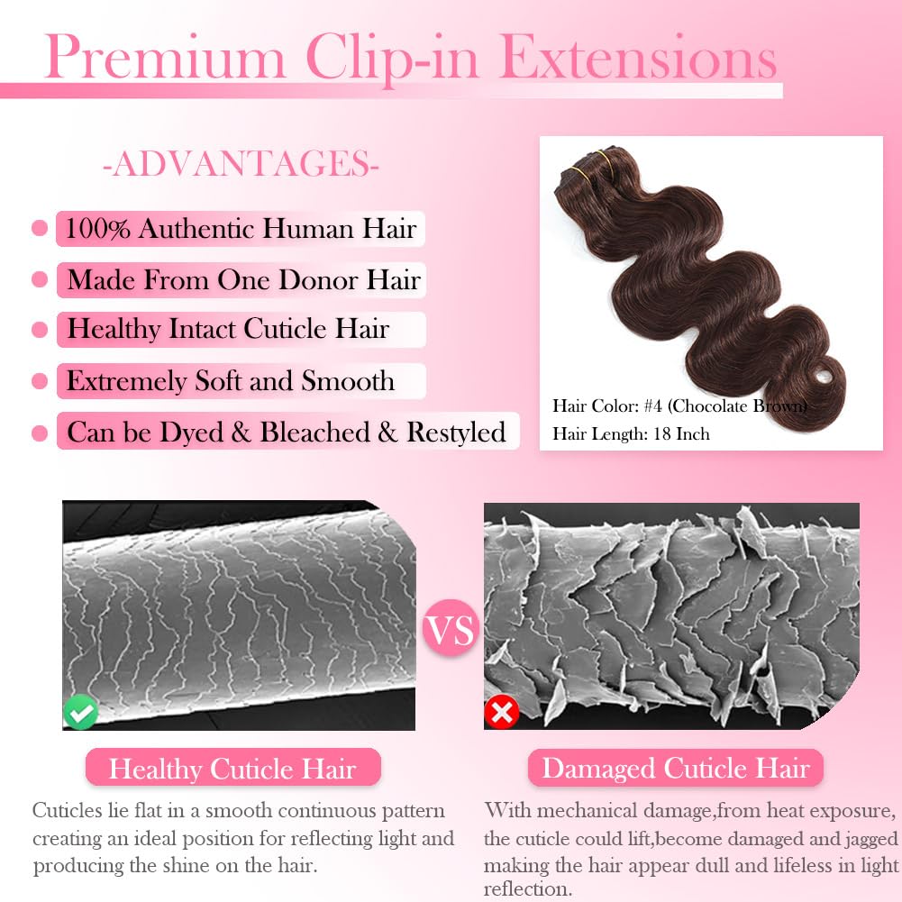 # 4 schokoladenbraune Körperwe – Seamless Clip In Hair Extensions Human Hair Bewertung und Preis